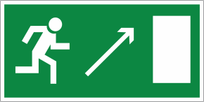 Знак «Направление к эвакуационному выходу направо вверх»
