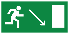 Указатель «Направление к эвакуационному выходу направо вниз»