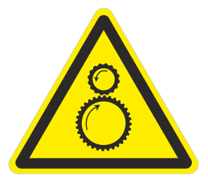 Знак «Осторожно. Возможно затягивание между вращающимися элементами»