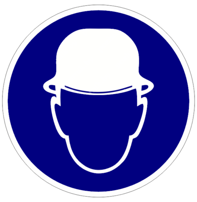 Знак «Работать в защитной каске»