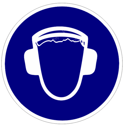 Знак «Работать в защитных наушниках»