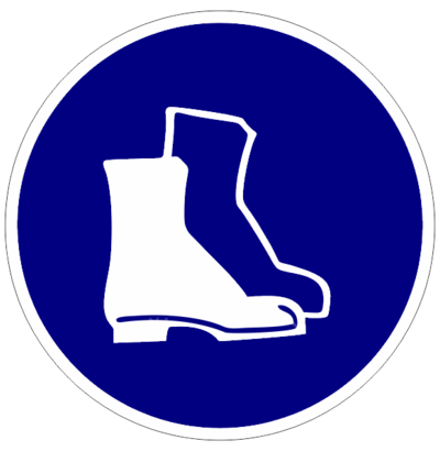 Знак «Работать в защитной обуви»