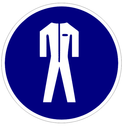 Знак «Работать в защитной одежде»