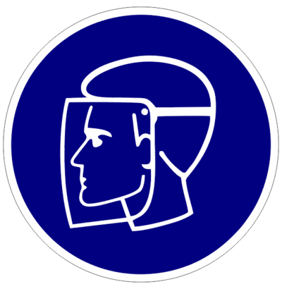 Знак «Работать в защитном щитке»