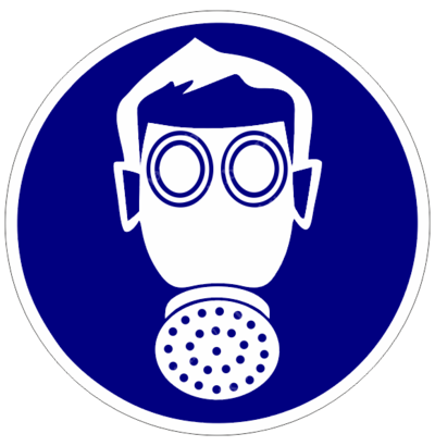 Знак «Работать в средствах индивидуальной защиты органов дыхания»