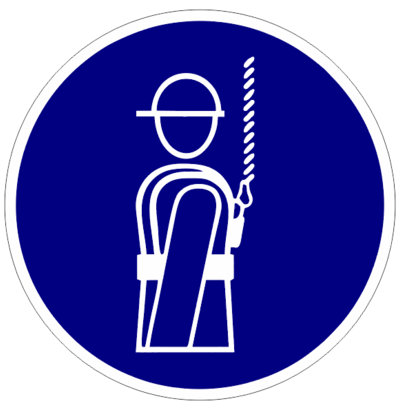 Знак «Работать в предохранительном (страховочном) поясе»