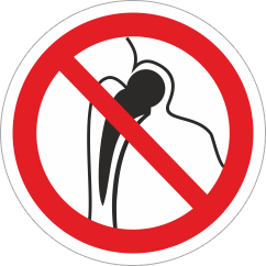 Знак «Запрещается работа людей, имеющих имплантанты»